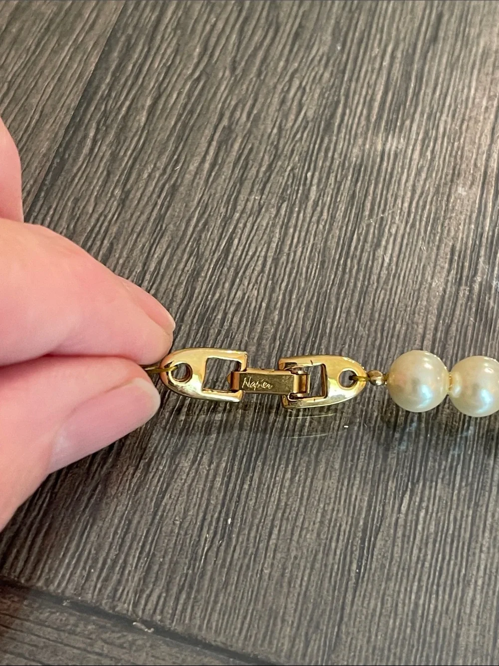 Vintage Napier Three Strand Waterfall Faux Pearl Necklace - Ivory/Cream 18” appr